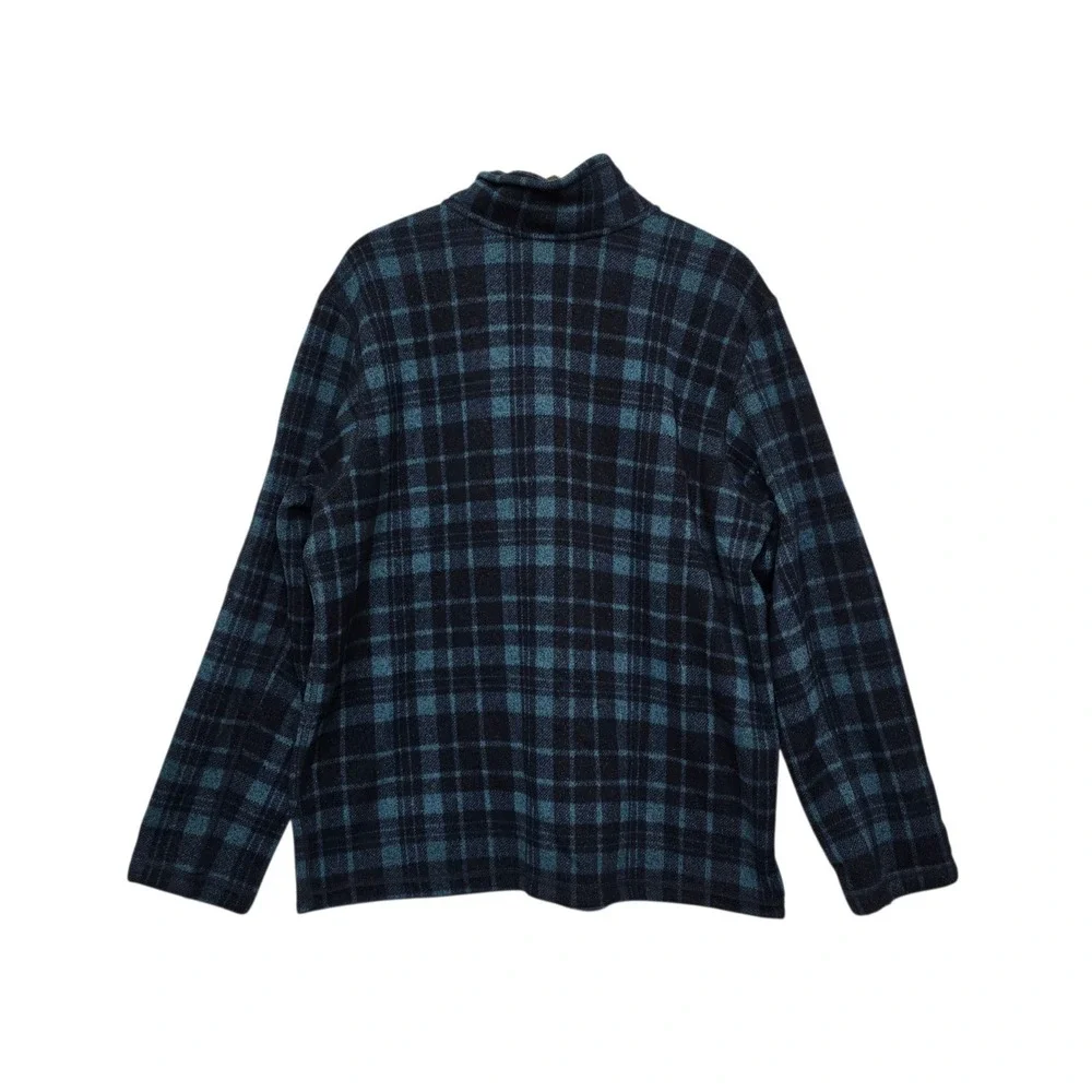 The North Face Mens Size XL Plaid Fleece Quarter Zip Pullover Navy Blue Teal